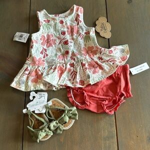 Baby Essentials Floral Peplum Dress and Rising Star Bow Sandals
